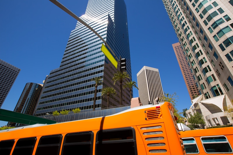 Buses in downtown LA