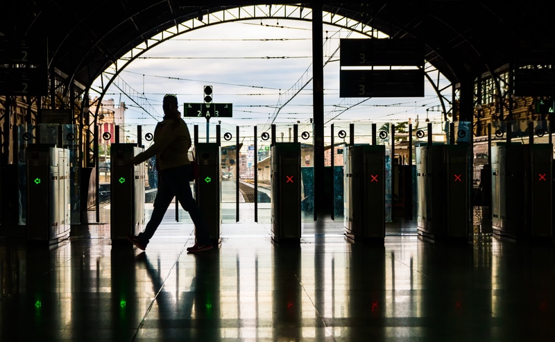 Silhouette of train gates