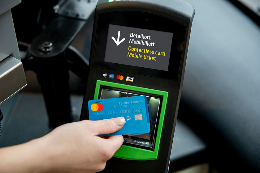Stockholm, open-loop card tapping reader on bus