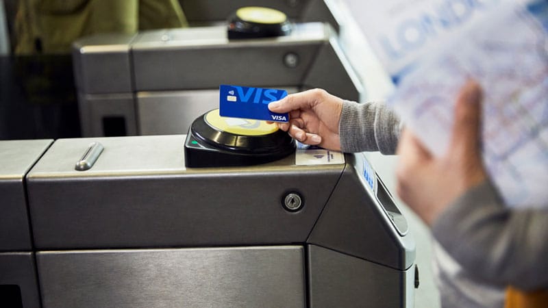 Visa card at metro gate Genoa