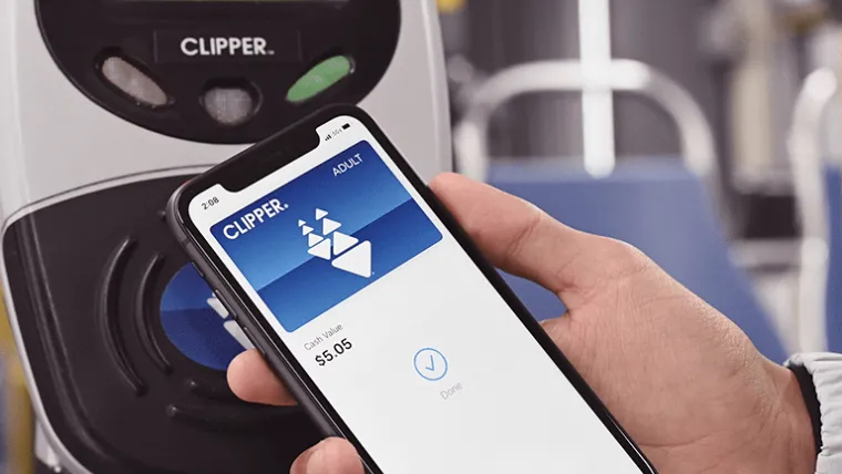 Clipper card on phone at terminal
