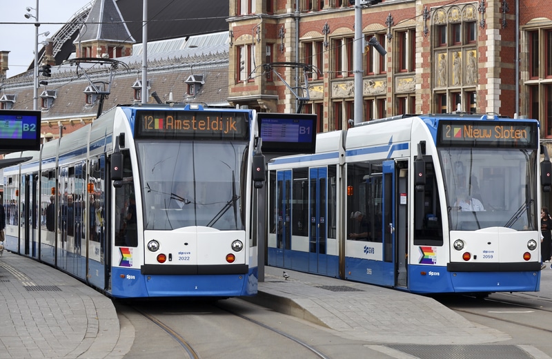 Trams in Amsterdam